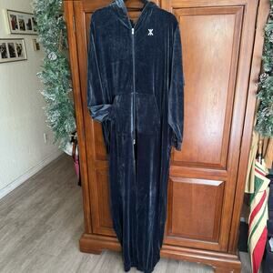 Onepiece Original Velour Jumpsuit Navy Blue Velvet Full Zip Adult Large